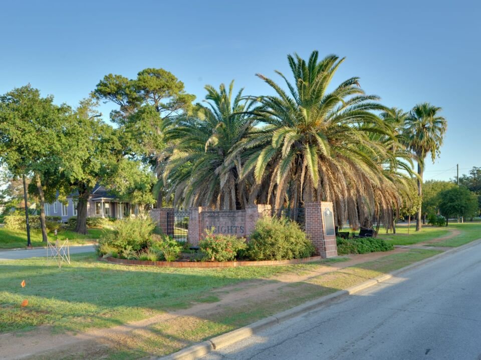 The tree-lined esplanade along Heights Boulevard in Houston
